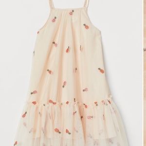 H&M Appliquéd PineapplesTulle Dress, Sz.7-8Y